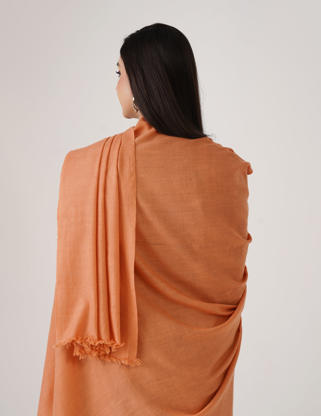 Kashmiri Handwoven Solid Cashmere Pashmina Shawl – Peach | Handwoven Heritage