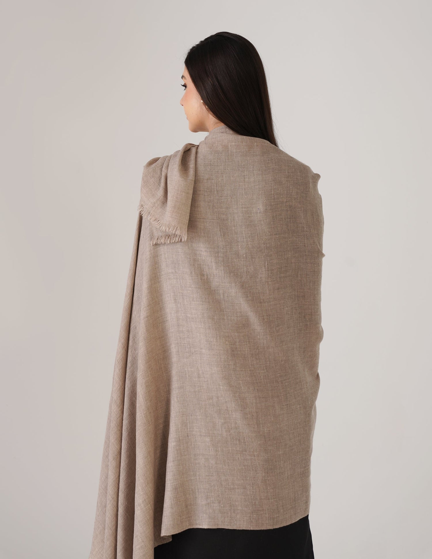 Kashmiri Handwoven Solid Cashmere Pashmina Shawl – Natural | Handwoven Heritage