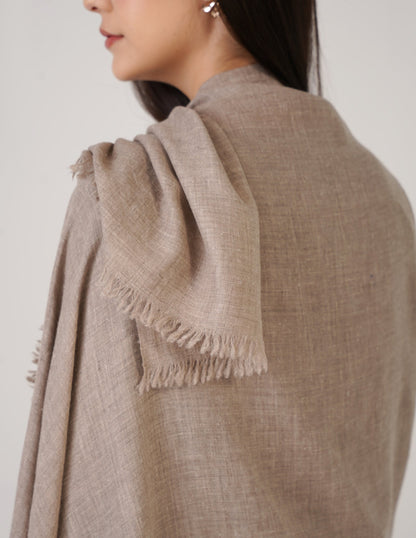 Kashmiri Handwoven Solid Cashmere Pashmina Shawl – Natural | Handwoven Heritage
