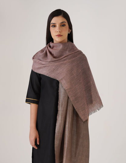 Kashmiri Handwoven Pashmina Reversible Stole – Pale Pink &amp; Silver | Handwoven Heritage