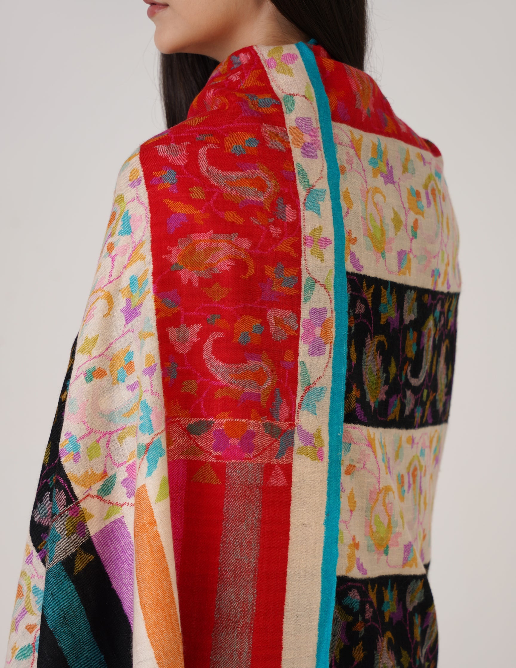 Kashmiri Handwoven Kani Embroidered Pashmina Shawl – Multicolour | Kalamkari Heritage - Kashmir Box