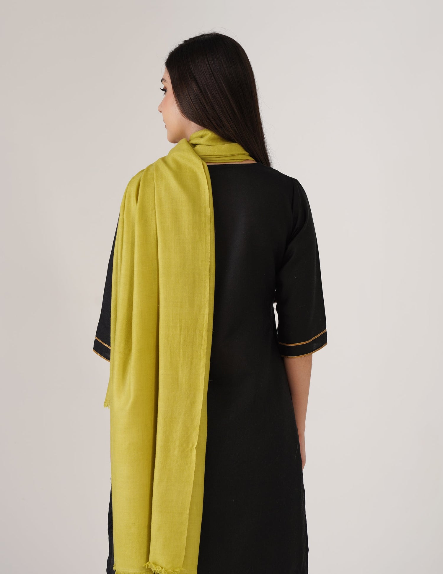 Kashmiri Handwoven Solid Cashmere Pashmina Shawl – Apple Green | Handwoven Heritage