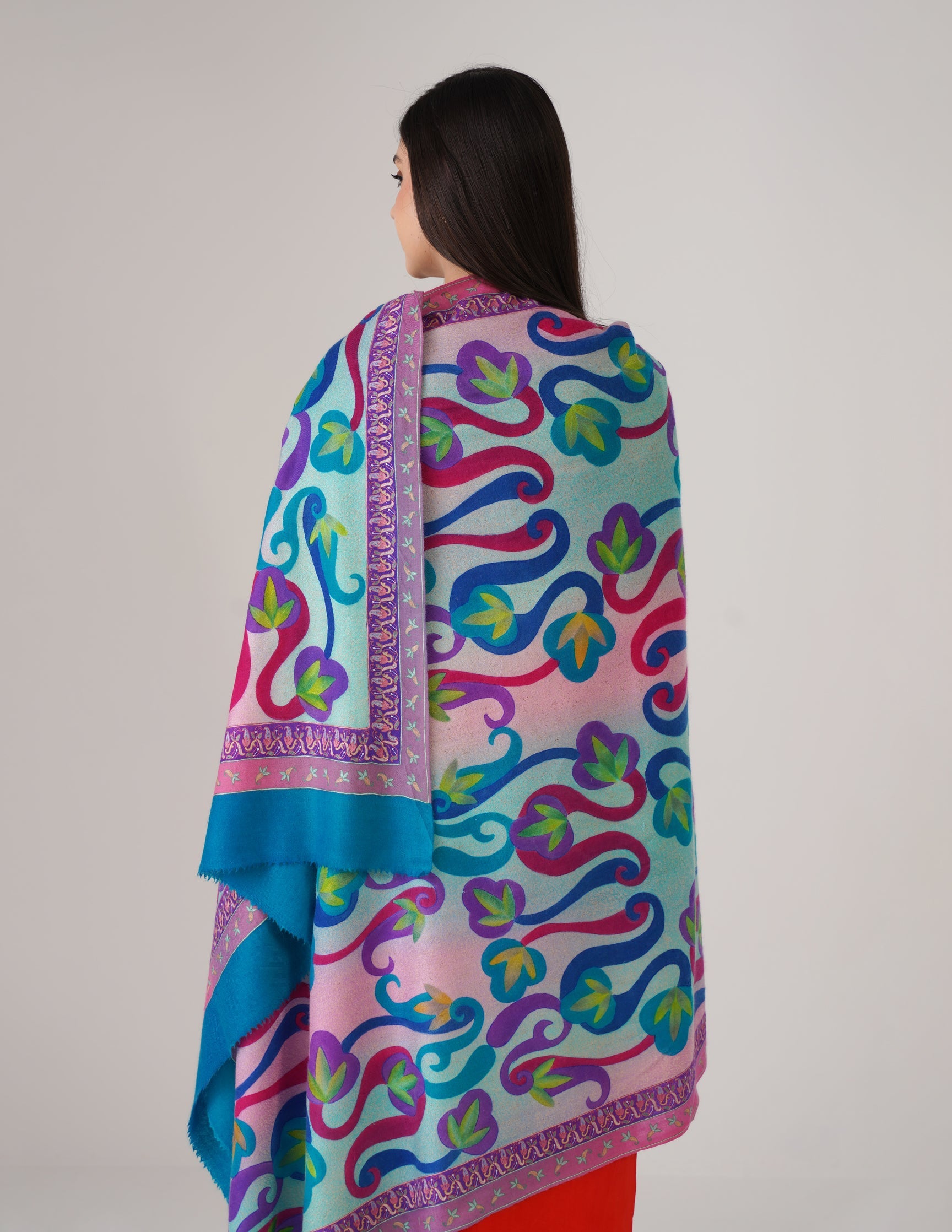 Kashmiri Handwoven Pashmina Sozni Shawl Modern Design – Multicolour | Handwoven Heritage - Kashmir Box