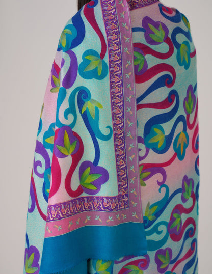 Kashmiri Handwoven Pashmina Sozni Shawl Modern Design – Multicolour | Handwoven Heritage - Kashmir Box