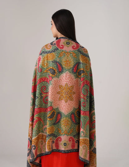 Kashmiri Handwoven Pashmina Sozni Shawl Modern Design – Multicolour | Handwoven Heritage - Kashmir Box
