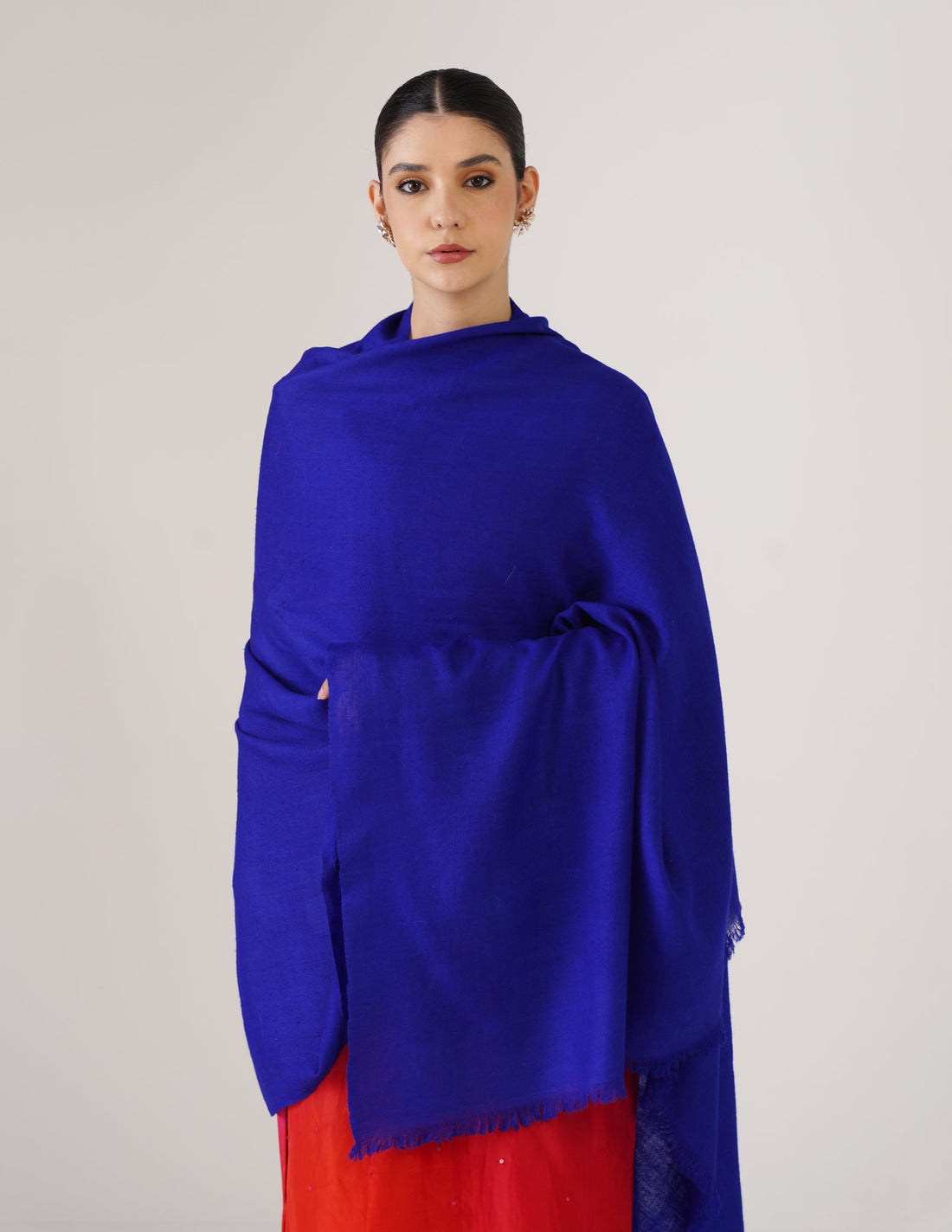 Kashmiri Handwoven Solid Cashmere Pashmina Shawl – Royal Blue | Handwoven Heritage - Kashmir Box