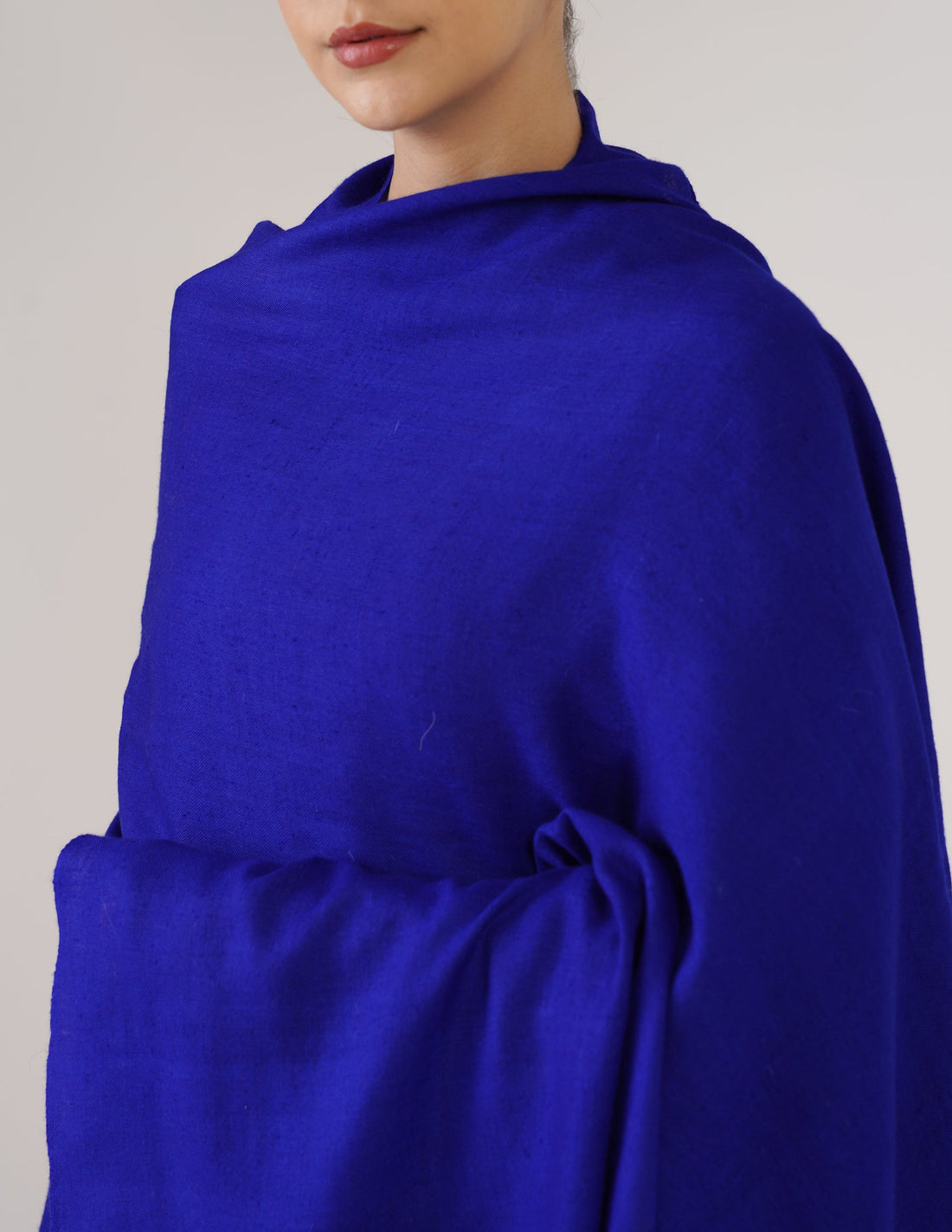 Kashmiri Handwoven Solid Cashmere Pashmina Shawl – Royal Blue | Handwoven Heritage