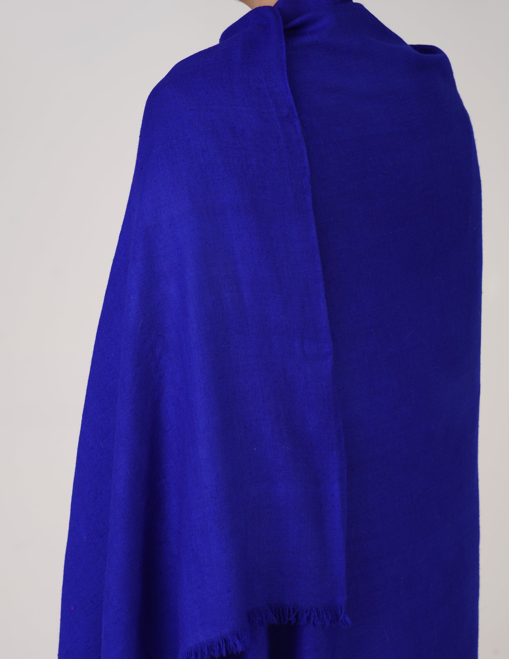 Kashmiri Handwoven Solid Cashmere Pashmina Shawl – Royal Blue | Handwoven Heritage