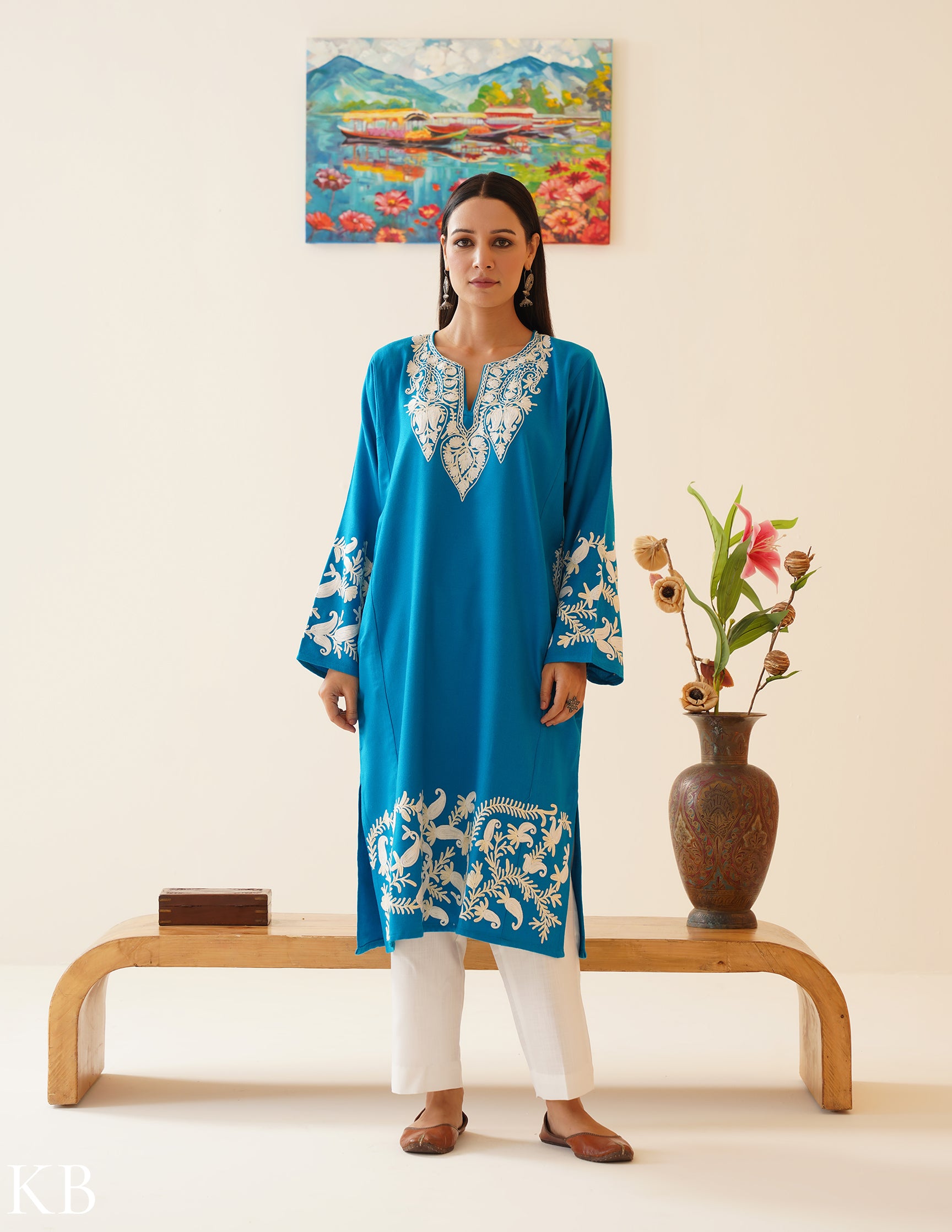 Rang-e-Khizan Turquoise Paisley Aari Phiran