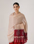Kashmiri Handwoven Pashmina Sozni Shawl Modern Design – Almond | White & Black Heritage - Kashmir Box