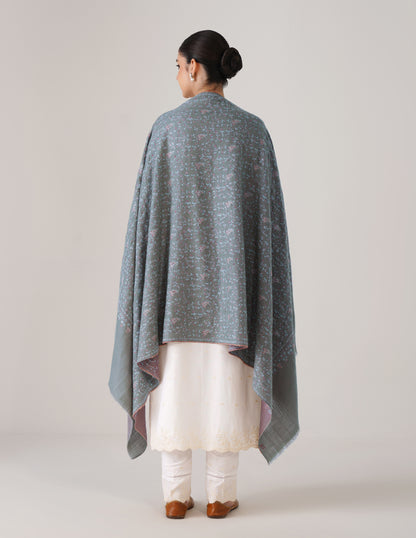 Kashmiri Handwoven Pashmina Sozni-Tilla Shawl – Olive Green | Heritage Luxury