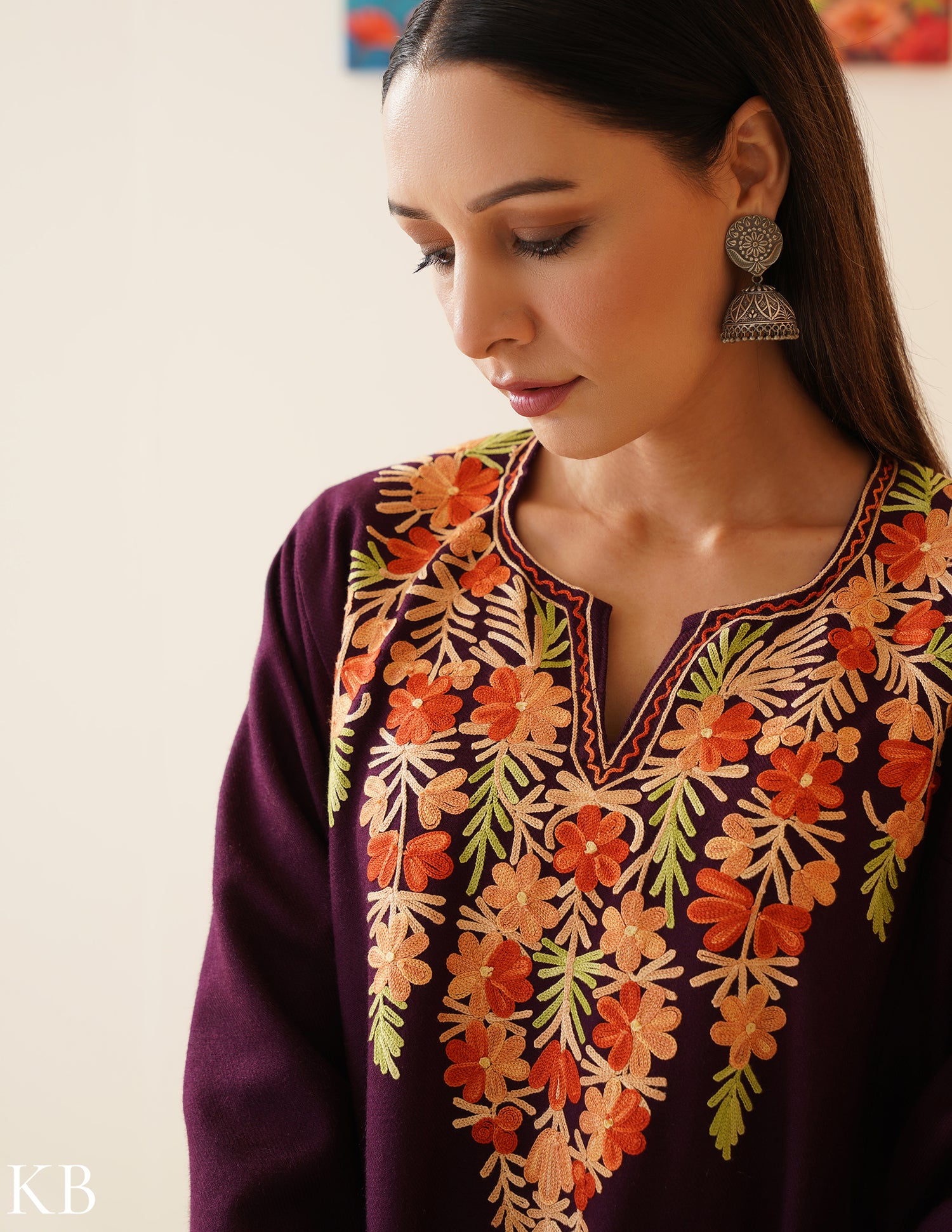 Rang-e-Khizan Deep Plum Aari Phiran