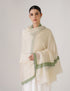 Kashmiri Handwoven Pashmina Sozni Shawl Doredaar – Off White | Blue & Green Heritage - Kashmir Box