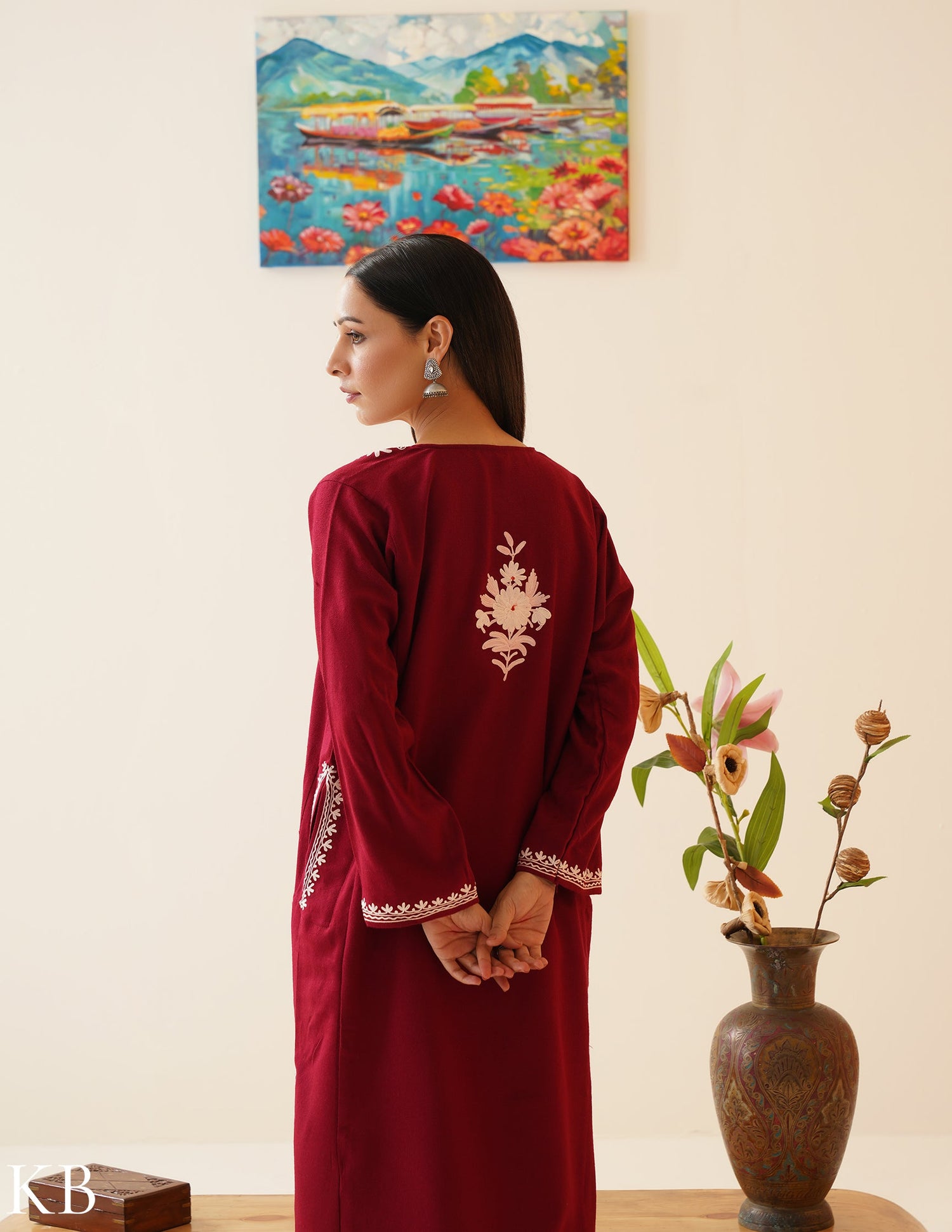 Rang-e-Khizan Cherry Blush Aari Phiran - Kashmir Box