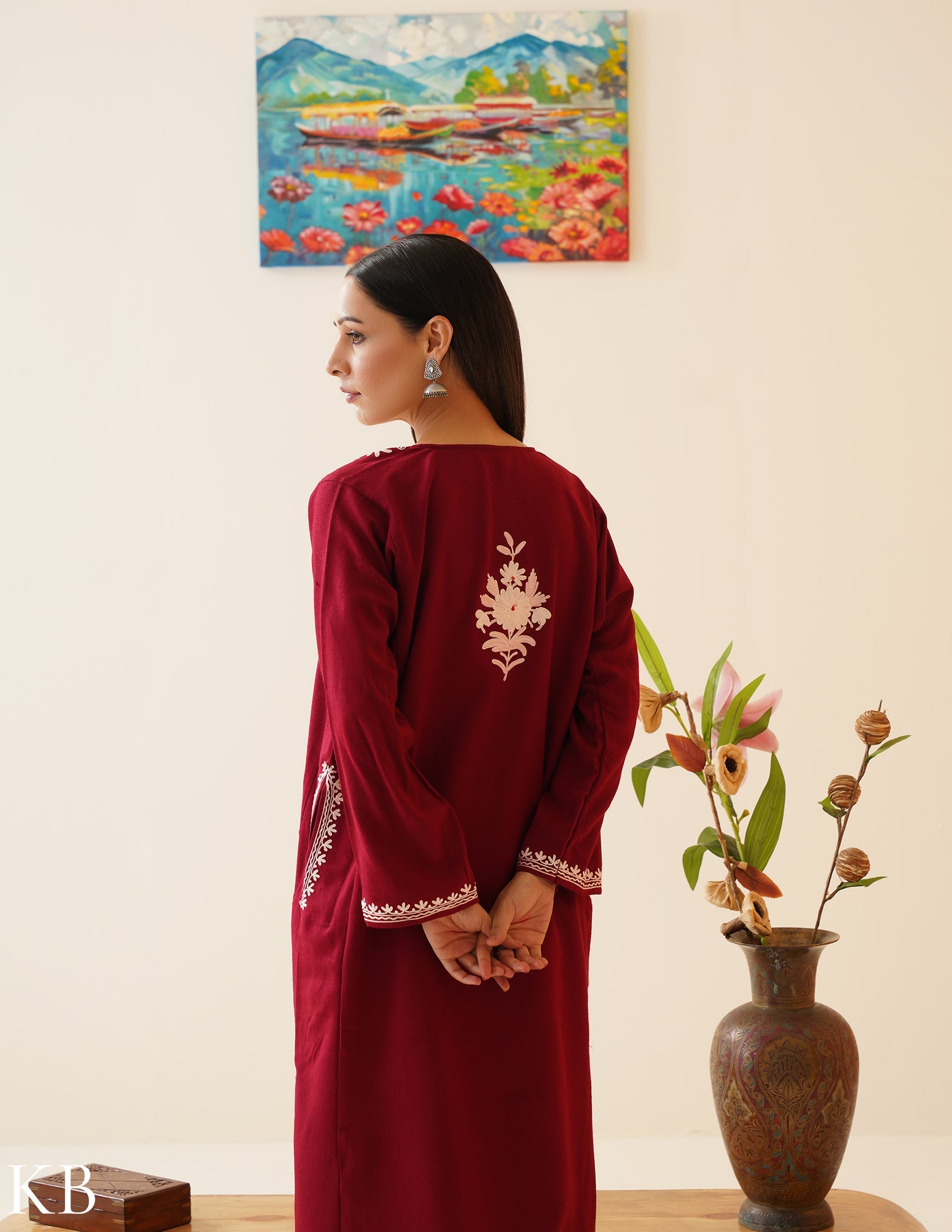 Rang-e-Khizan Cherry Blush Aari Phiran - Kashmir Box