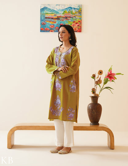 Rang-e-Khizan Pure Wool Saffron Lavender Aari Phiran