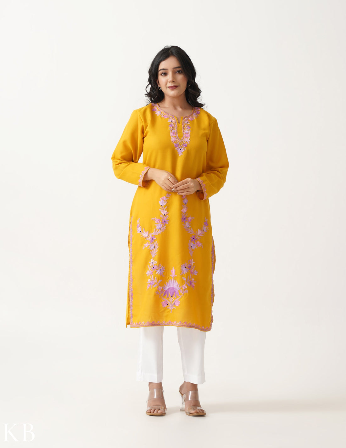 Amber Aari Embroidered Cotton Kurti - Kashmir Box