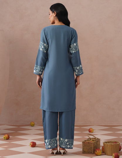 Slate Grey Cotton Coordset – Minimalist Plain | Office &amp; Casual Ethnic Wear - Kashmir Box