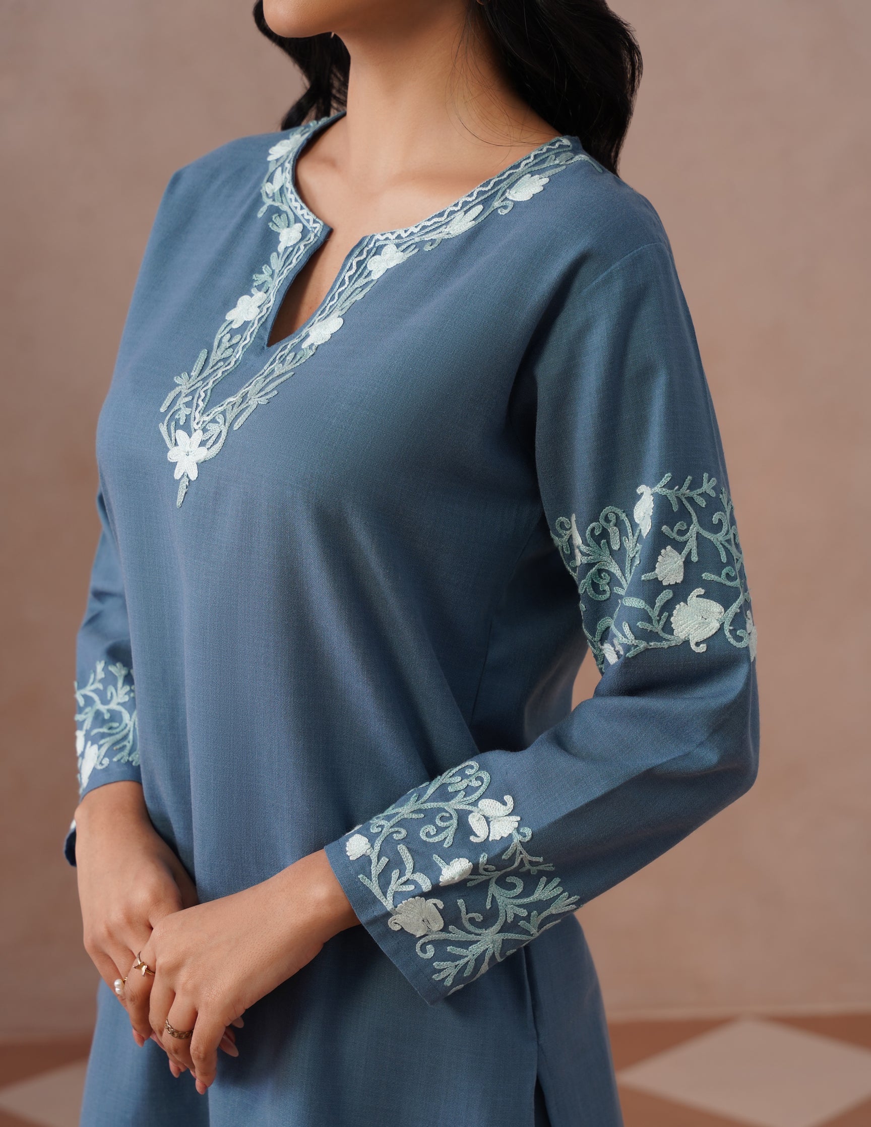 Slate Grey Cotton Coordset – Minimalist Plain | Office &amp; Casual Ethnic Wear - Kashmir Box