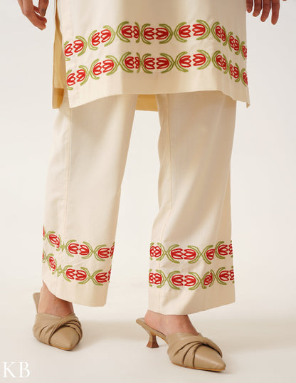 Amana Ivory Comfort Fit Hand Embroidered Co-ord Set - Kashmir Box