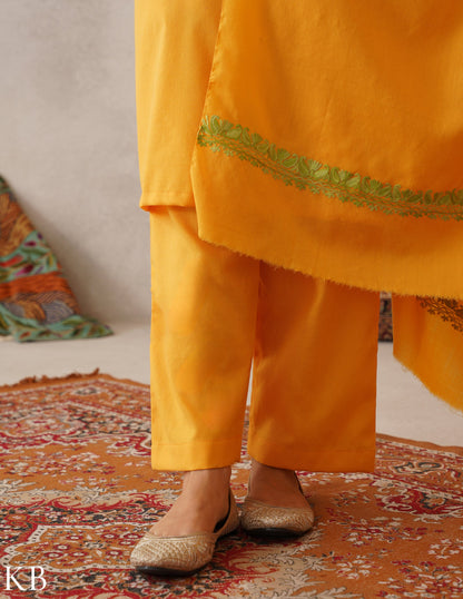 meHER Sun Yellow Kashmiri Aari Woollen Co-ord Set - Kashmir Box