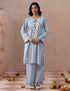 Light Blue Poplin Coordset – Brown & White Aari Embroidery | Office Ethnic Wear - Kashmir Box