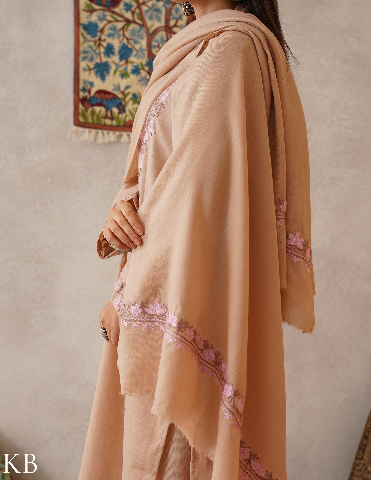 meHER Latte Brown Kashmiri Aari Woollen Co-ord Set