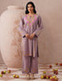 Mauve Poplin Coordset – Pink & Green Aari Embroidery | Feminine Ethnic Wear - Kashmir Box