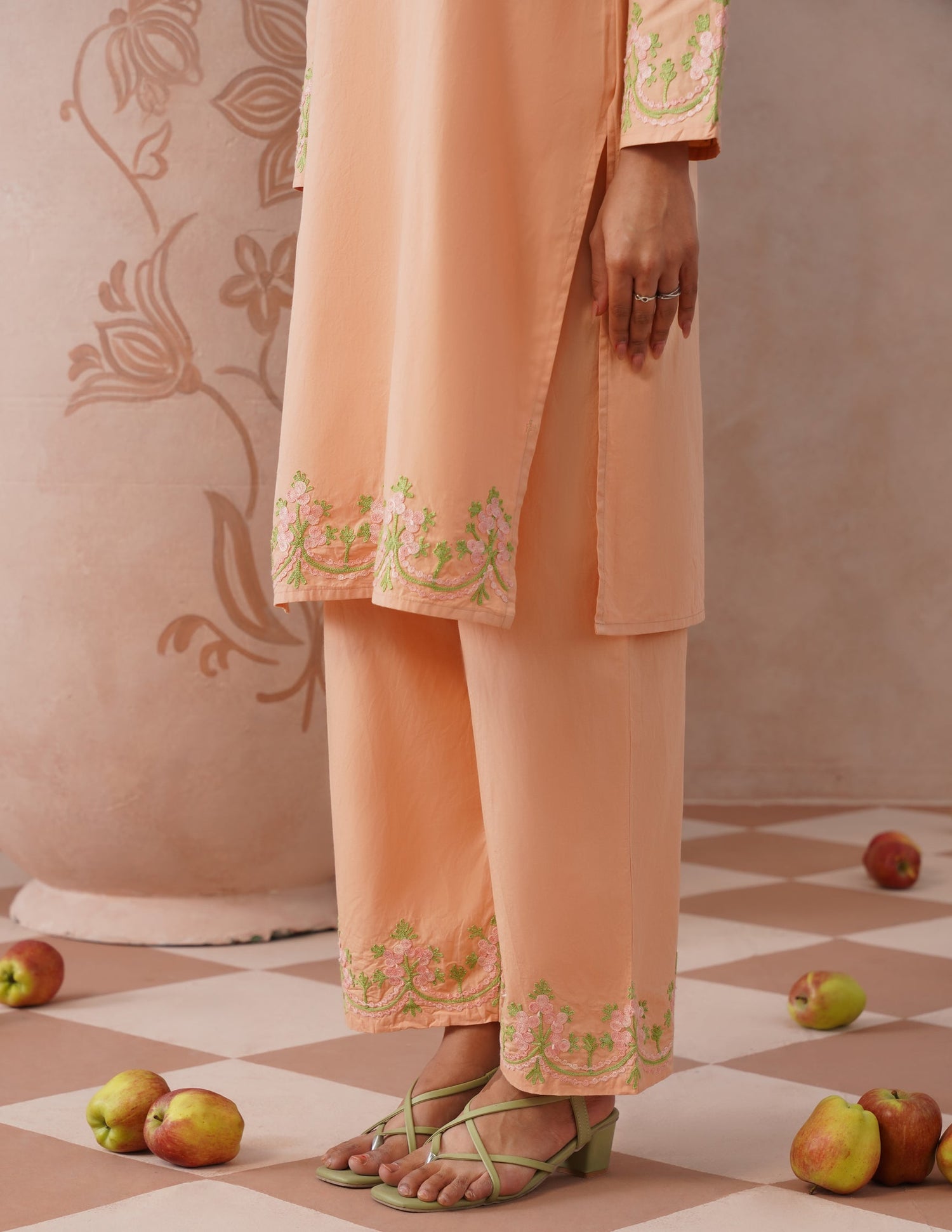 Light Peach Poplin Coordset – Everyday Ethnic Wear | Work &amp; Casual - Kashmir Box