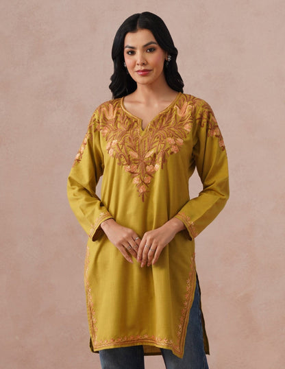 Mustard Cotton Kurti – Plain Bold Style | Casual Everyday Ethnic Wear - Kashmir Box