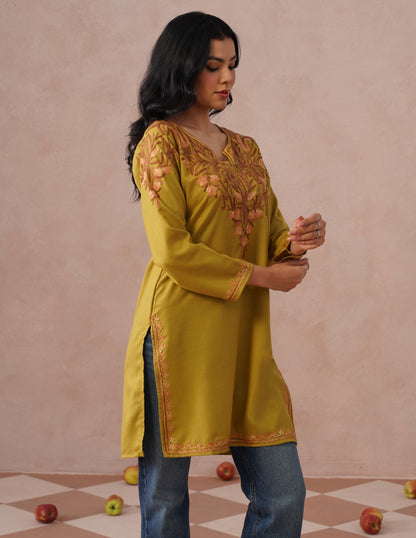 Mustard Cotton Kurti – Plain Bold Style | Casual Everyday Ethnic Wear - Kashmir Box