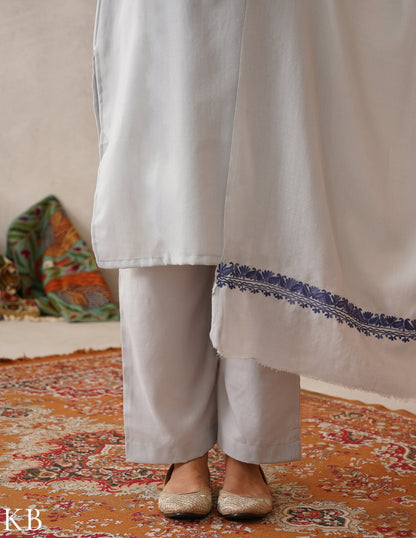 meHER Water Grey Kashmiri Aari Woollen Co-ord Set - Kashmir Box