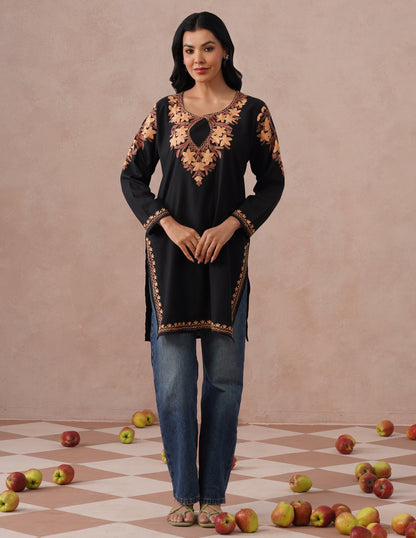 Black Cotton Kurti – Classic Plain Style | Versatile Daily Ethnic Wear - Kashmir Box
