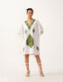 Moss Aari Off-White Crushed Cotton Short Kaftan - Kashmir Box