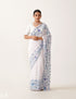 Skyish Embroidered White Georgette Saree - Kashmir Box