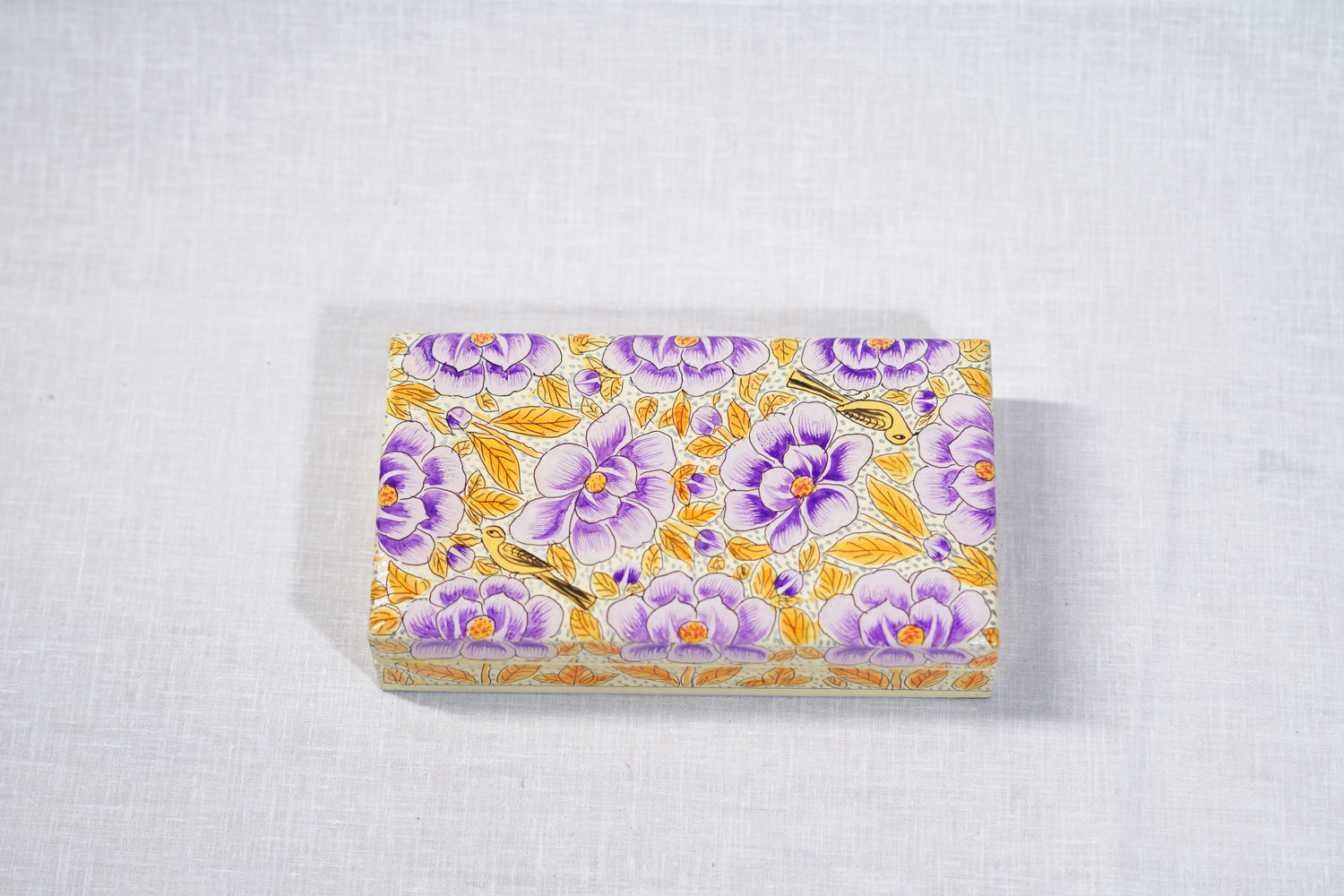 Papier-Mâché Flat Box — Hand-Painted Design | 10 cm (L) × 17.5 cm (B) × 3.5 cm (H)