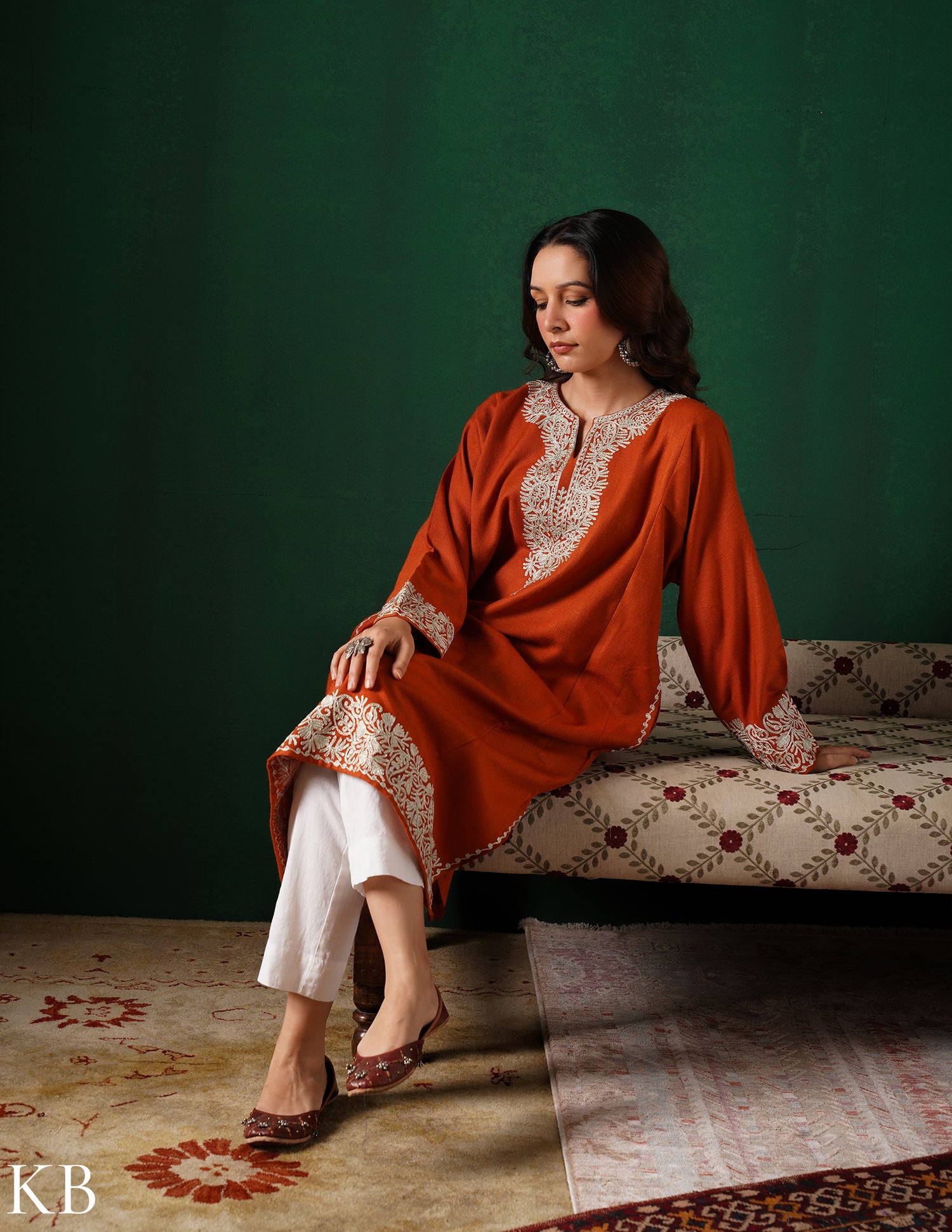 Rang-e-Khizan Rust Paisley Zari Phiran