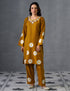 Kashmiri White, Grey & Yellow Aari Embroidered Woollen Coordset – Mustard | Everyday Winter Wear - Kashmir Box