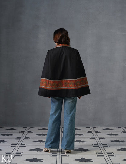 Nayaab Kashmiri Sozni Embroidered Woollen Jacket – Black - Kashmir Box