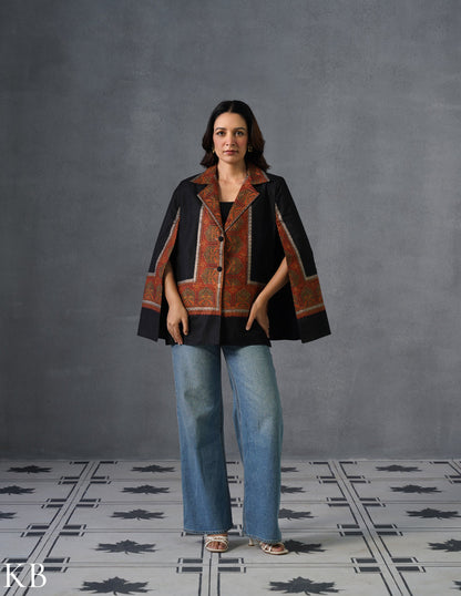 Nayaab Kashmiri Sozni Embroidered Woollen Jacket – Black - Kashmir Box