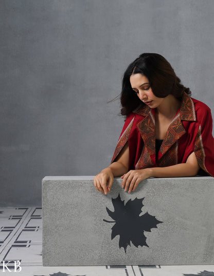 Nayaab Kashmiri Sozni Embroidered Woollen Jacket – Maroon - Kashmir Box