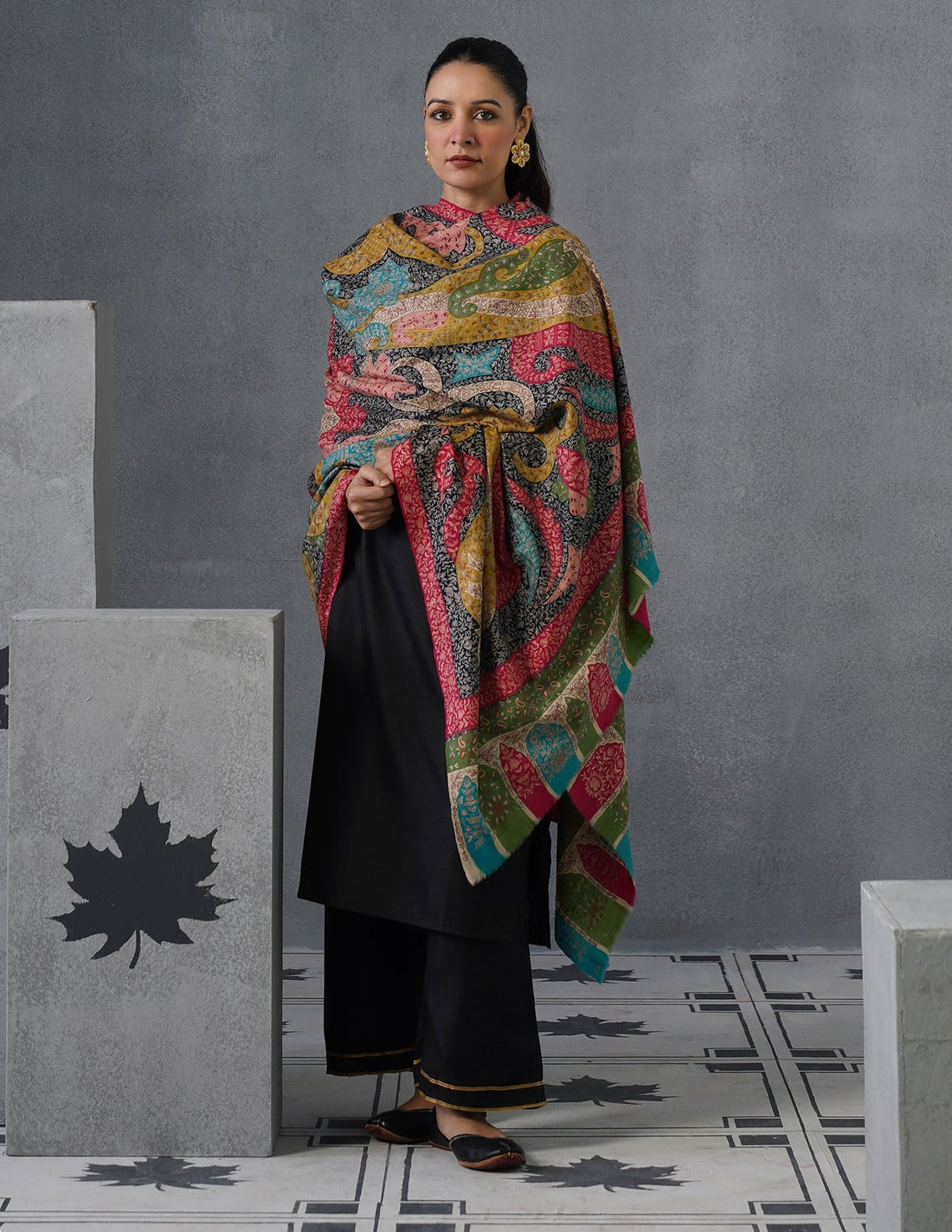 Kashmiri Handwoven Pashmina Kalamkaari Sozni Shawl – Multicoloured | Handwoven Heritage - Kashmir Box