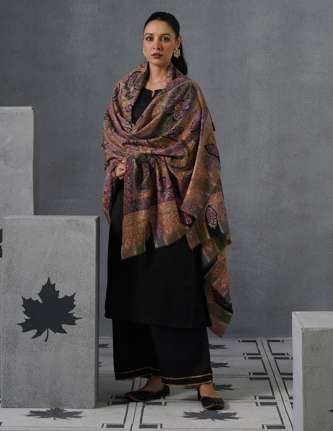 Kashmiri Handwoven Pashmina Kalamkaari Sozni Shawl – Multicoloured | Handwoven Heritage - Kashmir Box