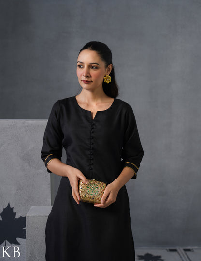 Kashmiri Papier Mâché Clutch – Small Golden Hand-Painted | Artisan-Made | Handcrafted Heritage