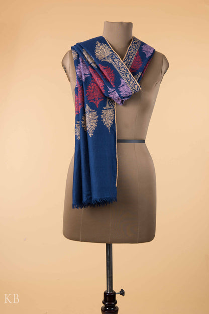 Indigo Blue Tehreerkaar Pashmina Stole - Kashmir Box