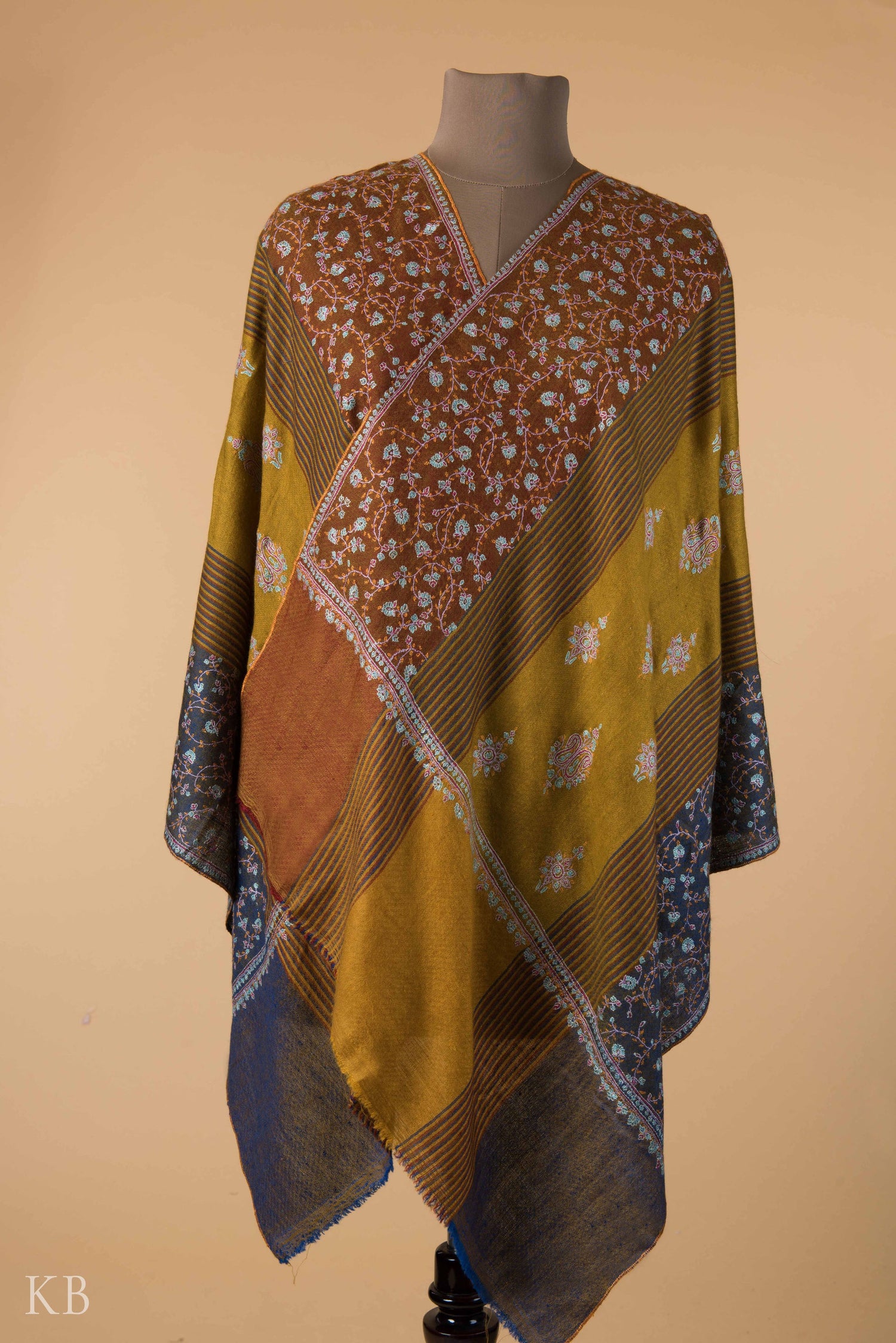 Multicolored Striped Pashmina Stole - Kashmir Box