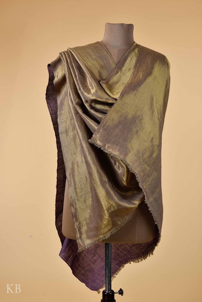 Purple Golden Reversible Pashmina Shawl - Kashmir Box