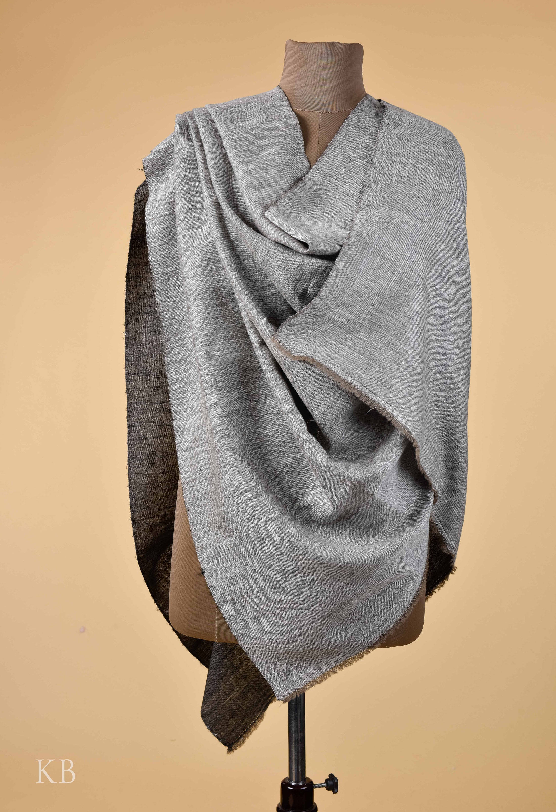 Black Ash Grey Reversible Pashmina Shawl - Kashmir Box