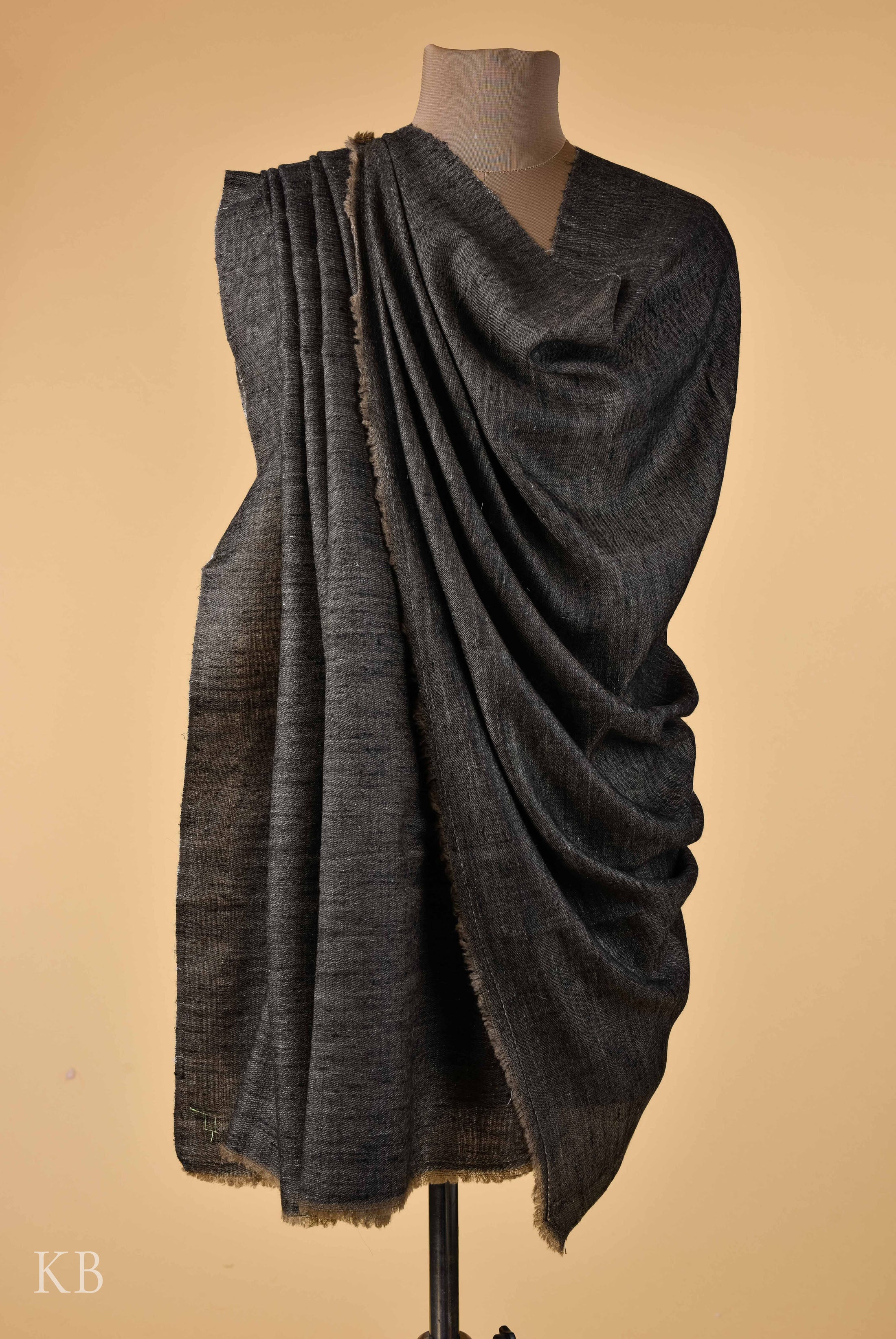 Black Ash Grey Reversible Pashmina Shawl - Kashmir Box