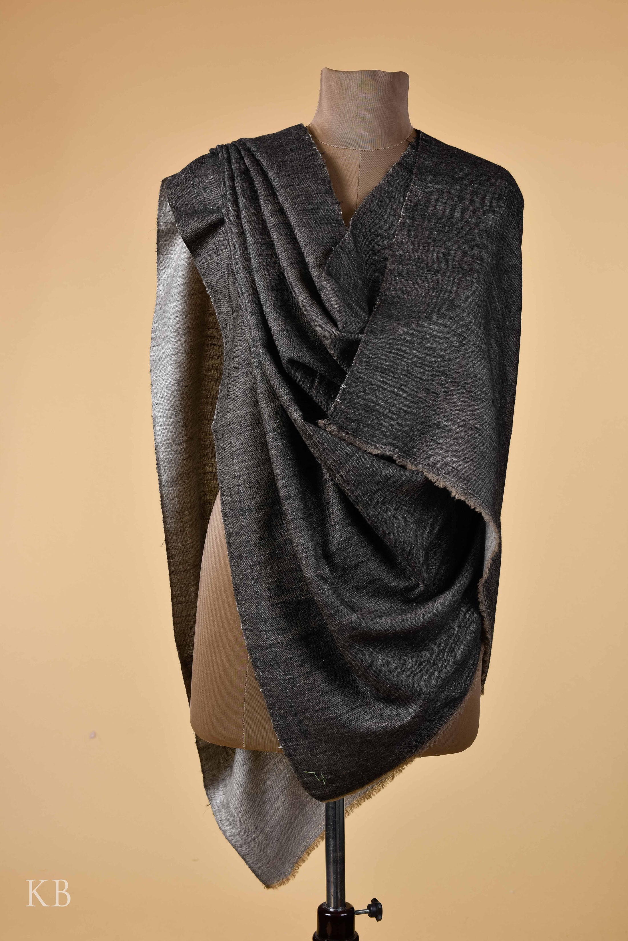 Black Ash Grey Reversible Pashmina Shawl - Kashmir Box